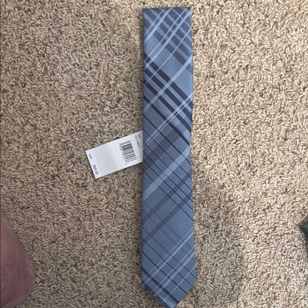 Elegant Blue Calvin Klein Checkered Tie